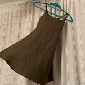 Super Soft Green Athleisure Dress With Built-In Padded Bra & Shorts with Pockets